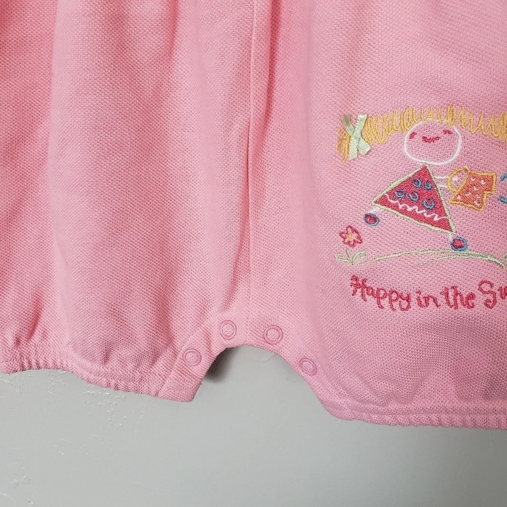 Carter's Vintage NWOT Baby Girl 3-6 Months Pink Sleeveless Romper Happy in Sun